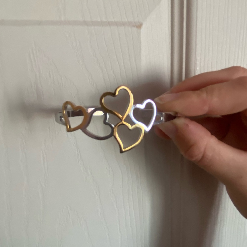 Silver and Gold Heart Bangle